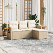 Loungeset 4-delig poly rattan beige