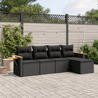 5-piece lounge set with cushions poly rattan black