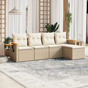 Loungeset 5-delig poly rattan beige