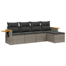 5-Delige Loungeset Met Kussens Poly Rattan Grijs