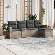 Loungeset poly rattan grijs 5-delig