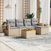 Loungeset 6-delig poly rattan beige