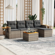 Loungeset 6-delig poly rattan grijs