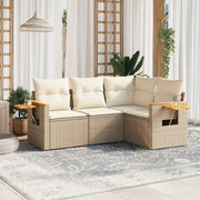 Loungeset 4-delig poly rattan beige