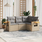 4-Delige Loungeset Met Kussens Poly Rattan Beige