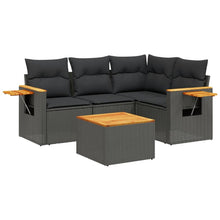5-Delige Loungeset Met Kussens Poly Rattan Zwart