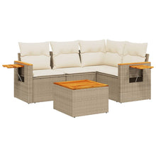 5-Delige Loungeset Met Kussens Poly Rattan Beige