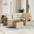 5-Delige Loungeset Met Kussens Poly Rattan Beige