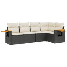 5-Delige Loungeset Met Kussens Poly Rattan Zwart