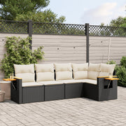 Loungeset 5-delig poly rattan zwart