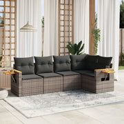 Loungeset 5-delig poly rattan grijs