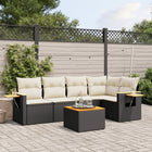 6-piece Lounge Set with cushions poly rattan black