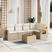 Loungeset 6-delig poly rattan beige