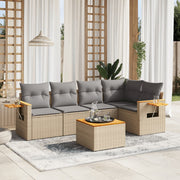 Loungeset 6-delig poly rattan beige