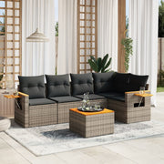 Loungeset 6-delig poly rattan grijs