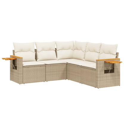 5-Delige Loungeset Met Kussens Poly Rattan Beige