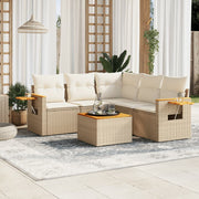 Loungeset 6-delig poly rattan beige