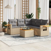 Loungeset 6-delig poly rattan beige