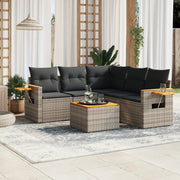 Loungeset 6-delig poly rattan grijs