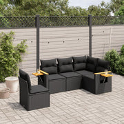 Loungeset poly rattan 5-delig zwart