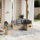 5-piece Loungeset with Cushions Poly Rattan Beige