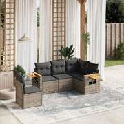 Loungeset 5-delig poly rattan grijs