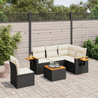 6-piece Lounge Set with cushions poly rattan black