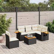 Loungeset 6-delig poly rattan zwart