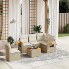 6-Delige Loungeset Met Kussens Poly Rattan Beige