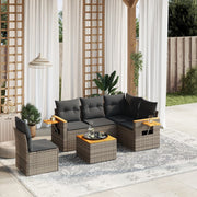 Loungeset 6-delig poly rattan grijs