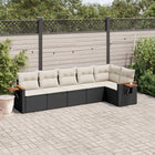 6-piece Lounge Set with cushions poly rattan black