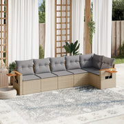 Loungeset 6-delig poly rattan beige