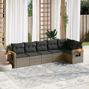 Loungeset 6-delig poly rattan grijs