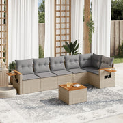 Loungeset 7-delig poly rattan beige