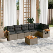 Loungeset 7-delig poly rattan grijs