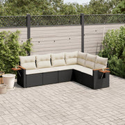 Loungeset 6-delig poly rattan zwart