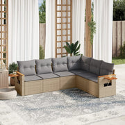 Loungeset 6-delig poly rattan beige