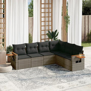 Loungeset 6-delig poly rattan grijs