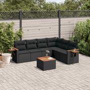 Loungeset 7-delig poly rattan zwart