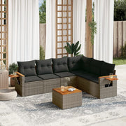 Loungeset 7-delig poly rattan grijs