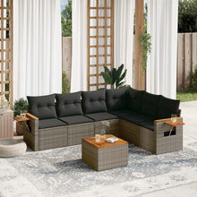 7-Delige Loungeset Met Kussens Poly Rattan Grijs