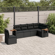 Loungeset 6-delig poly rattan zwart