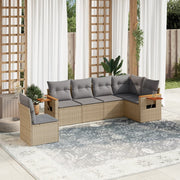Loungeset 6-delig poly rattan beige