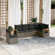 Loungeset 6-delig poly rattan grijs