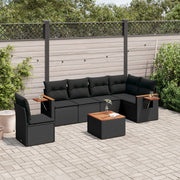 Loungeset 7-delig poly rattan zwart
