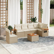 Loungeset 7-delig poly rattan beige