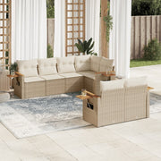 Loungeset 7-delig poly rattan beige