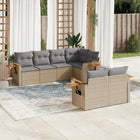 7-piece Loungeset with cushions poly rattan beige