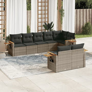 Loungeset 8-delig poly rattan grijs
