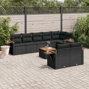Loungeset 9-delig poly rattan zwart